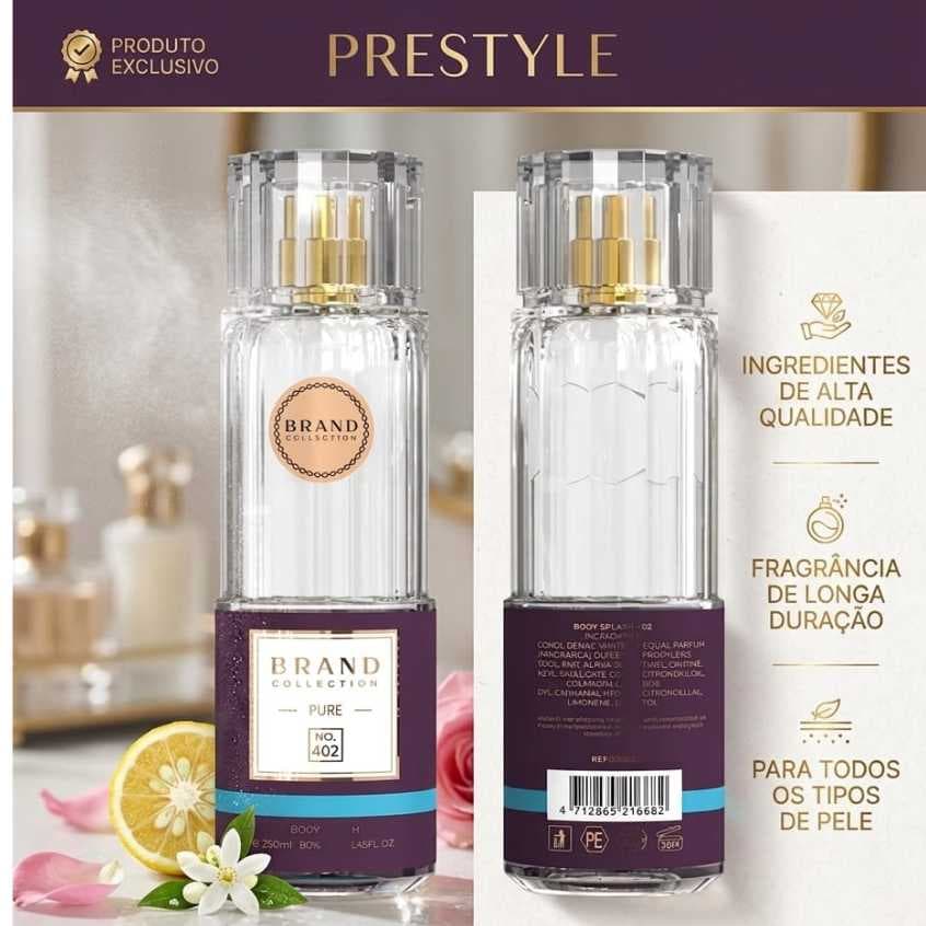 Body Splash Brand Collection N 402 250ml Fragrância Unissex Doce e Sofisticada Floral FrescaMarcante