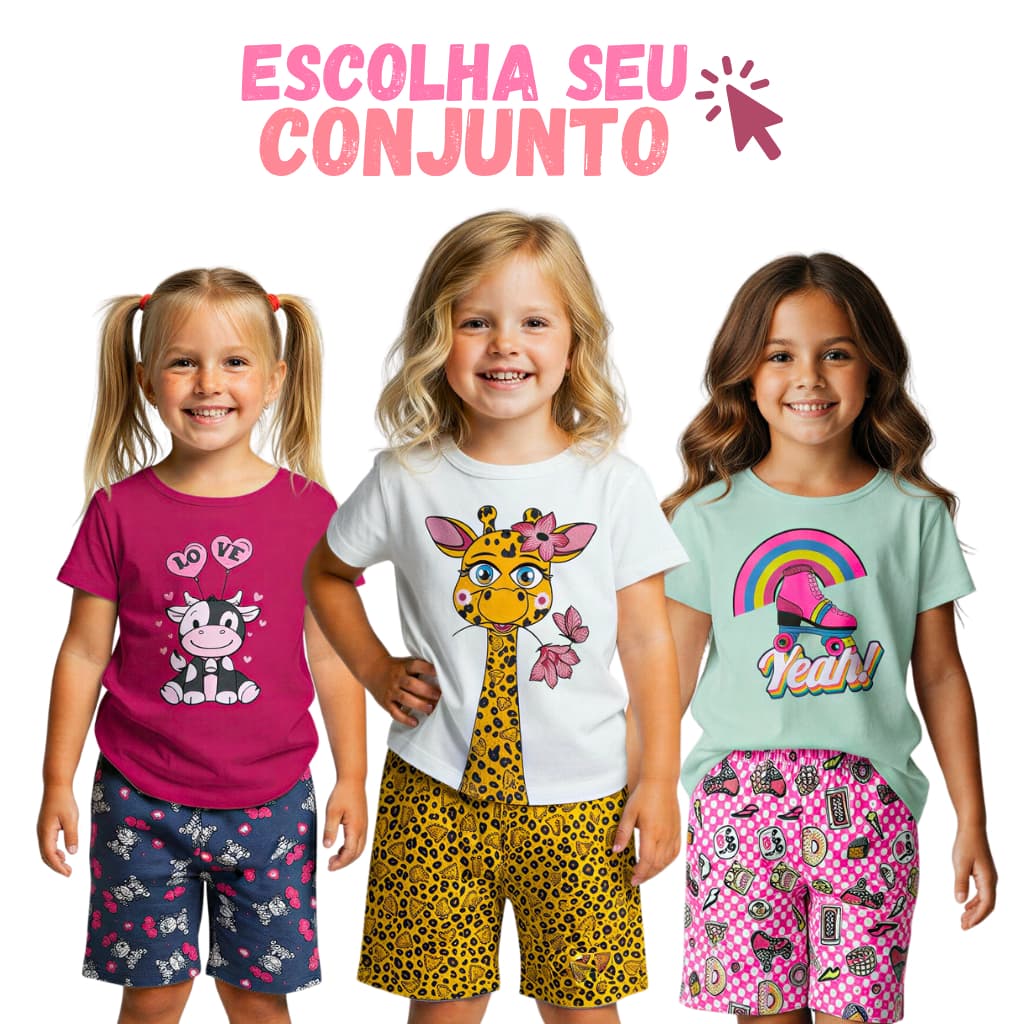 Conjunto Roupa Infantil Bebê Menina Escolhido Coleção Verão Estampado Avulso Tamanho 1 ao 10