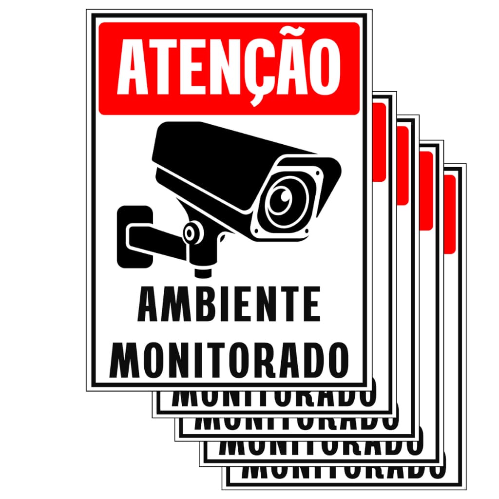 Kit 5 Placa ambiente monitorado por cameras PS