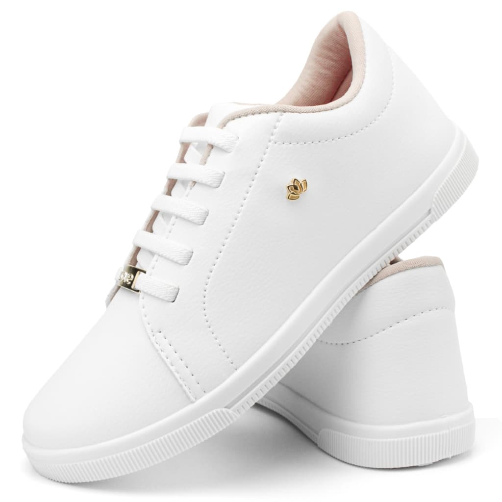 TENIS FEMININO IZALU BRANCO ROSA