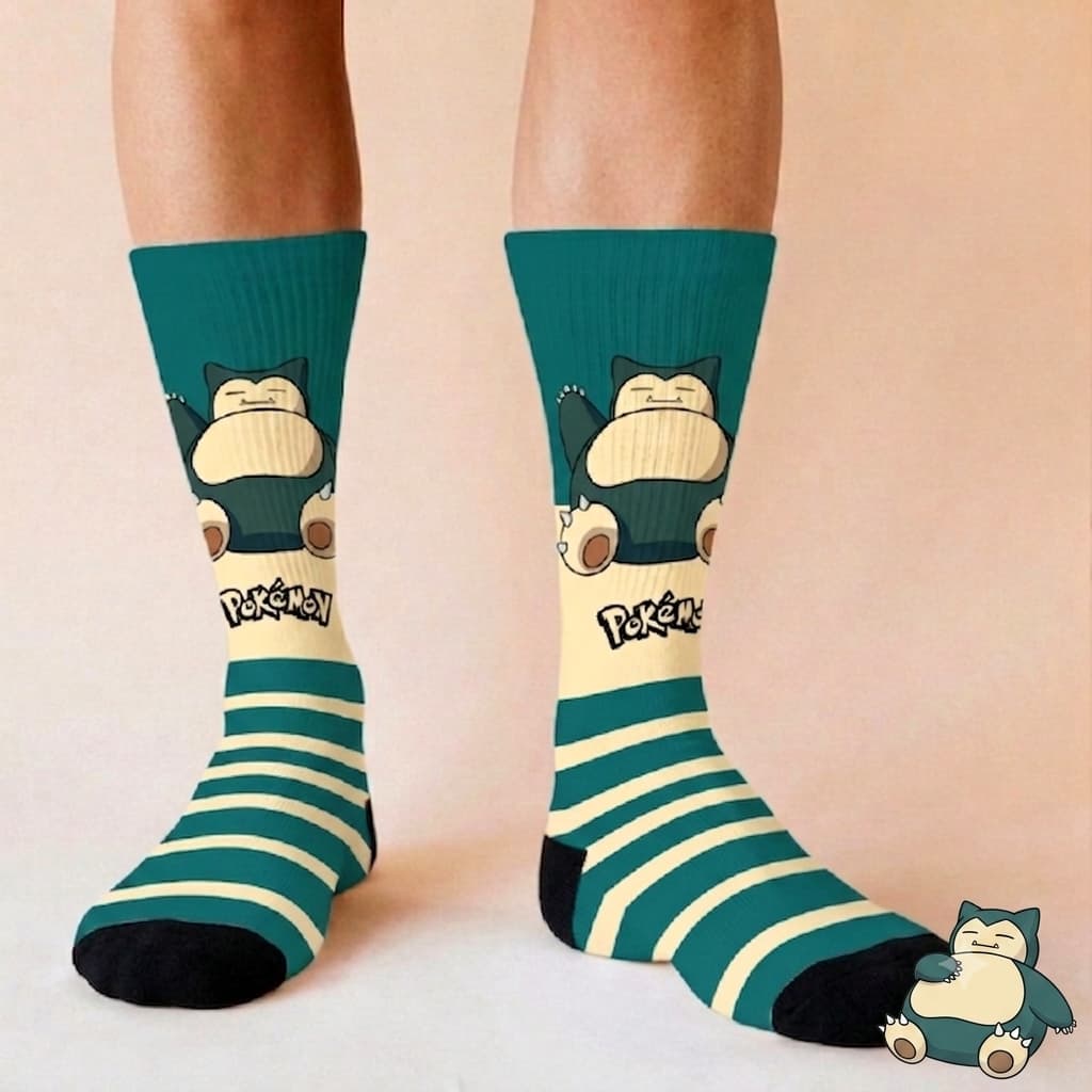 Meia Cano Alto Snorlax Pokémon Estampa Digital Unissex Geek Confortável