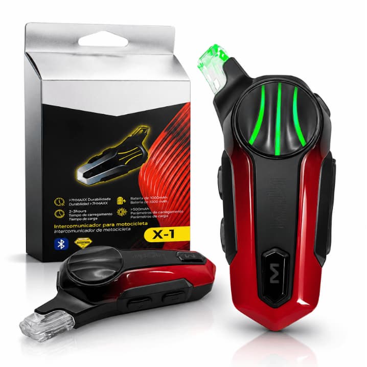 Intercomunicador Bluetooth X1 Unitário Para Capacete Moto Fone Microfone Antirruído Sem Fio Piloto Garupa Universal