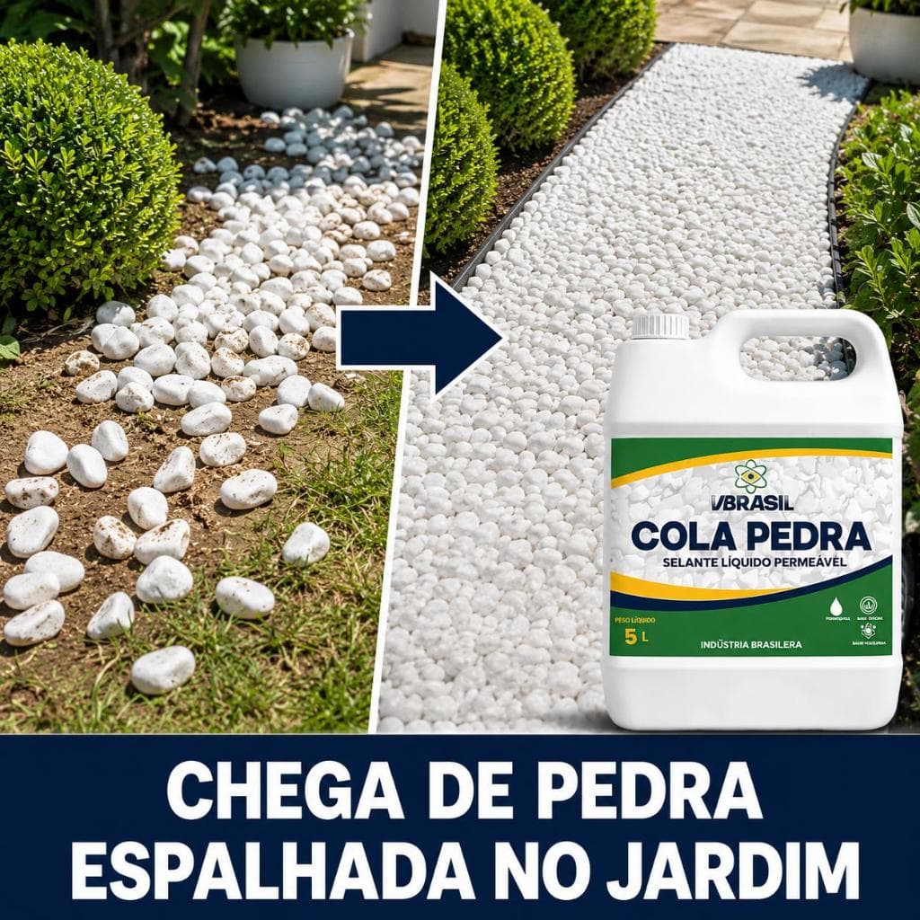 Cola Pedra Líquida 5L Fixador de Pedras Decorativas Seixos Brita Jardim Permeável Vbrasil