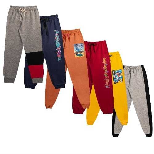 Kit 3 Calças Moletom Infantil Masculino - Calça Meia Estação Menino Com Punho 1 ao 8 Anos