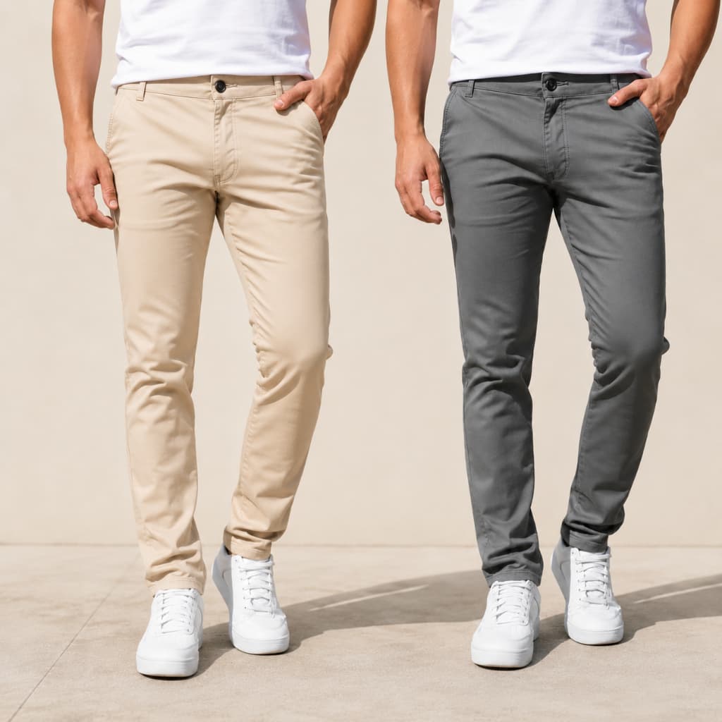 Kit 02 Calça de Sarja Masculina Básica e Confortável, Modelagem Moderna para Uso Diário Homem