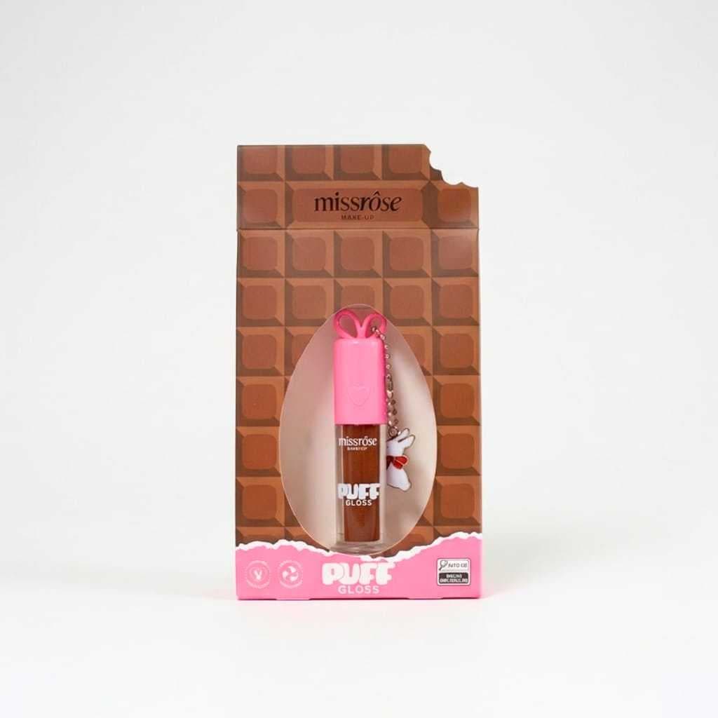 Miss Rose - Puff Gloss Chocolate com Chaveiro Coelho