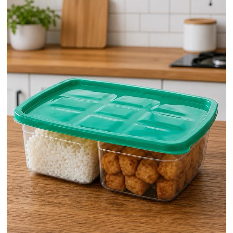 kit 5 marmitas potes 1500 ml plastica com divisoria grande para alimentos, frutas e refeições
