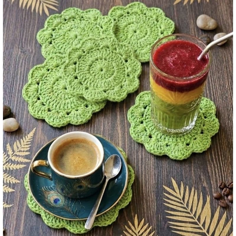 Porta Copos com 6 UN em Crochê – Decorativo Mesa.