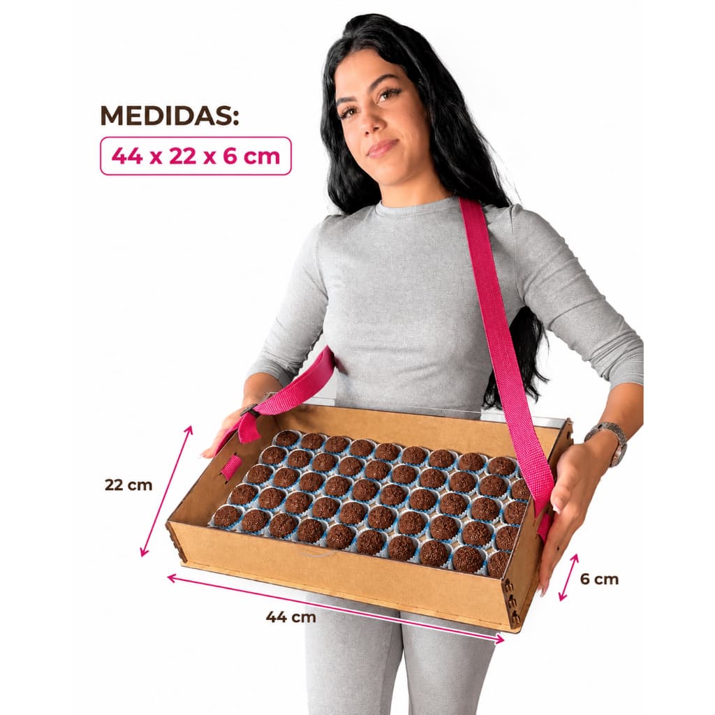 Expositor para Doces 50 ou 60 Brigadeiros em MDF com Tampa de Acrílico