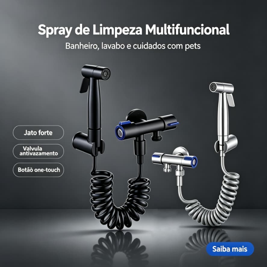 Spray Bidet Multifuncional Jato Forte Válvula Antivazamento Para Banheiro Lavabo Limpeza de Pets