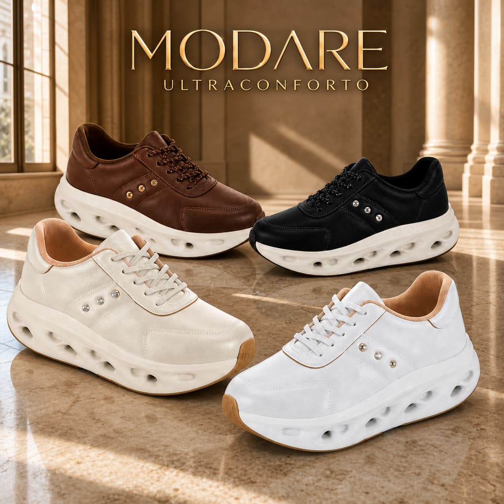 Tênis Feminino Plataforma Modare Ultraconforto Ortopédico Elegante Lançamento Super Macio Original
