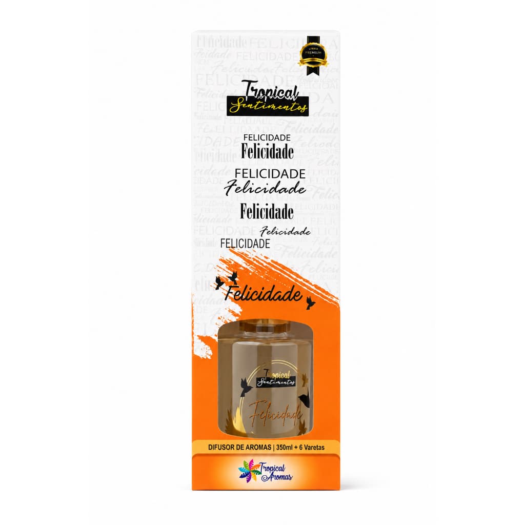 Difusor de Aromas Tropical Sentimentos – Felicidade | 350 ml + 6 Varetas