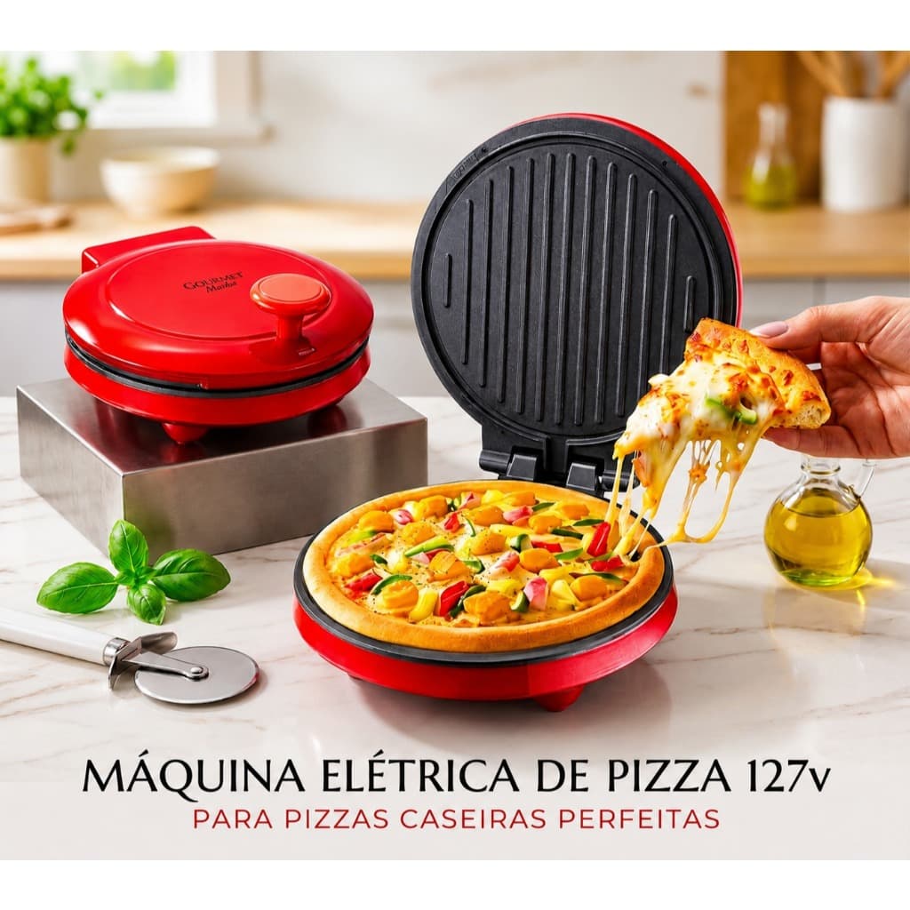 Máquina Elétrica de Pizza  127v Com Revestimento Antiaderente 1000w – Pizzas Perfeita Em casa
