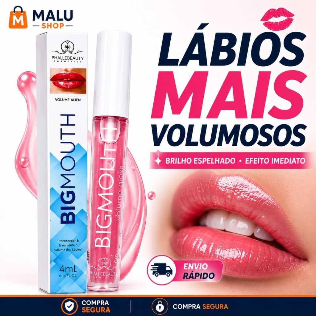 Lip Gloss Big mouth Phállebeauty Original - Gloss de Aumento Labial Volume Efeito Espelhado Efeito Plump Maquiagem Pro