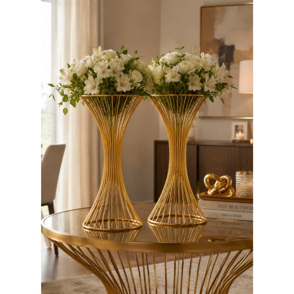Kit 2 Vaso 60cm Metal Luxo Centro de Mesa Festa Casamento Decoração Suporte Arranjo