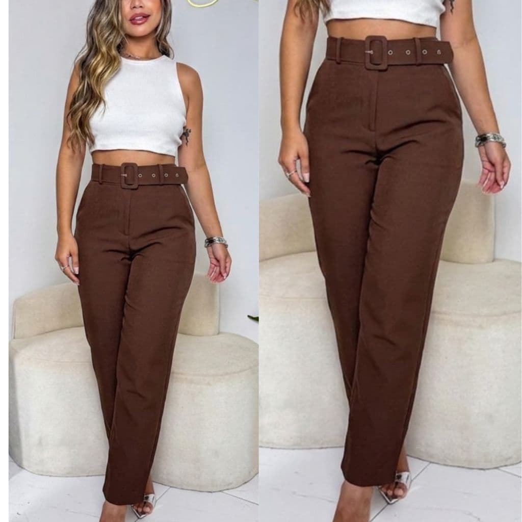 Calça Social Alfaiataria Feminina  Cintura Alta Moda Feminina Casual Elegante e Conforto