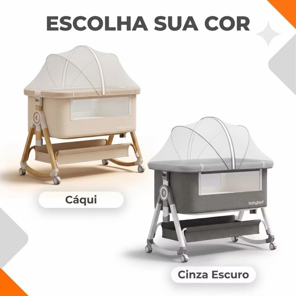 Berço Portátil Moises Co-bed Com Balanço Mosquiteiro e Cesto Regulagem de Altura