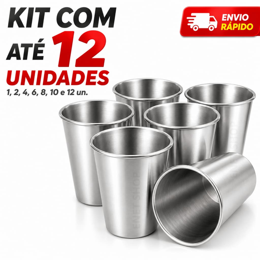 Kit Copo de Alumínio 250ml Reforçado Leve Durável Reutilizável Água Suco Cerveja Chopp