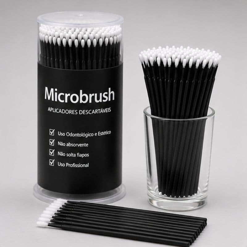 Kit 100 Microbrush Preto Aplicadores De Precisão Descartáveis
