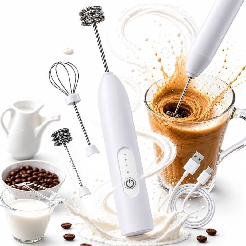 Batedor Misturador Mixer Elétrico para Bebidas Leite Café Clara de Ovo 2 em 1