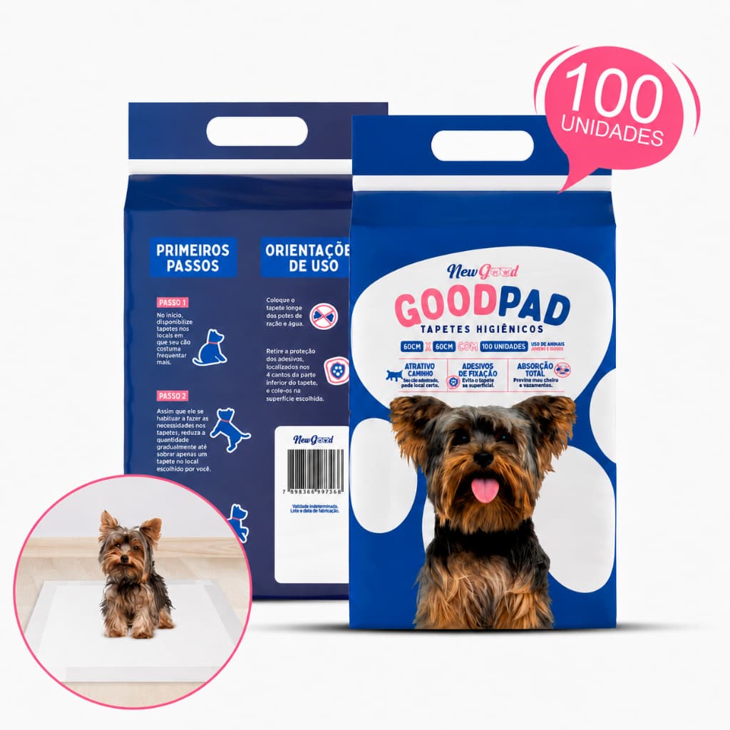 Tapete Higienico Good Pad 50 e 100 un. 60x60 cm Para Cães E Gatos