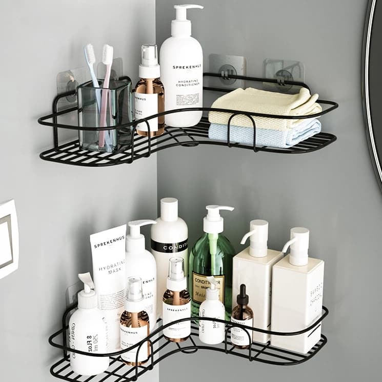 Prateleira Canto Banheiro 2 Peças Suporte Organizador Porta Shampoo Produto Rack Creme Sabonete