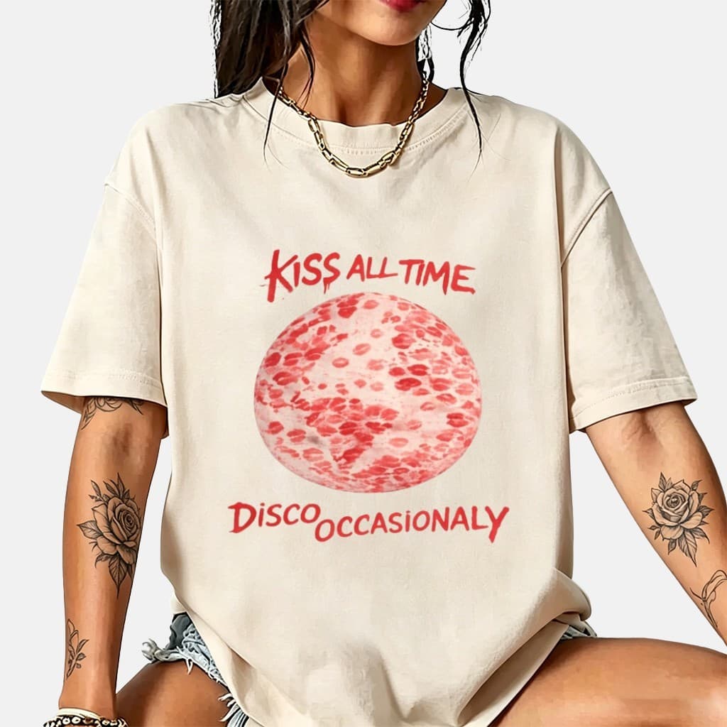 Camiseta Feminina Disco Retro Kiss All Time 100% Algodão Oversized Plus Size Casual