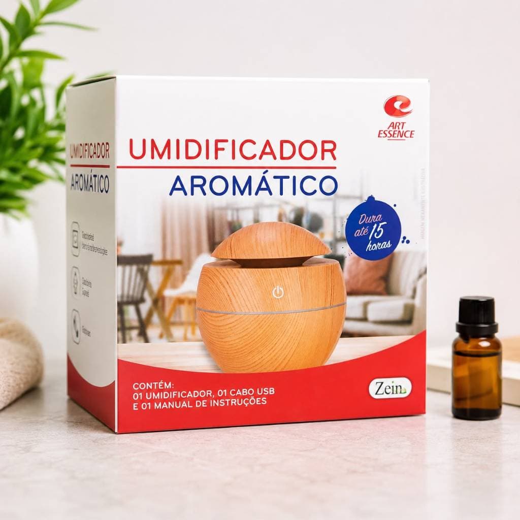 Umidificador Aromático Aromatizador 200ml Difusor de Aromas Ultrassônico LED USB Silencioso