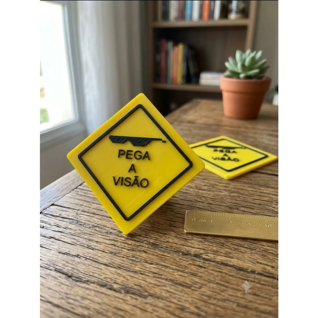 Plaquinha decorativa PEGA A VISÃO (14x08cm)