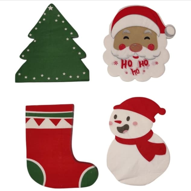 Guardanapo Natalino Natal Boneco de Neve Papai Noel Bota Árvore Festa Decoração Mesa Posta Christmas 20un