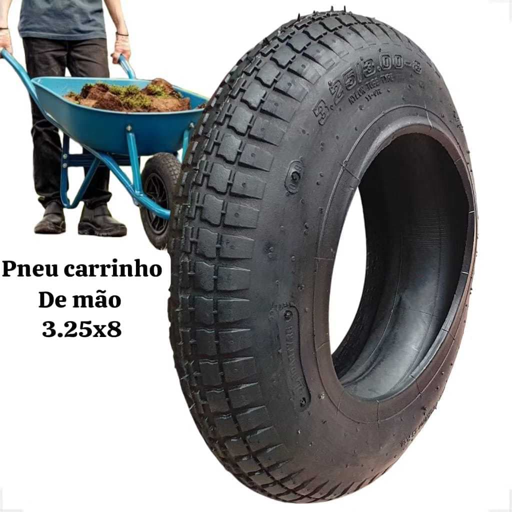 Pneu 3,25x8 Para Carrinho de Mão Carriola Tipo Tubo de Nylon Alta Qualidade Construção Jardinagem