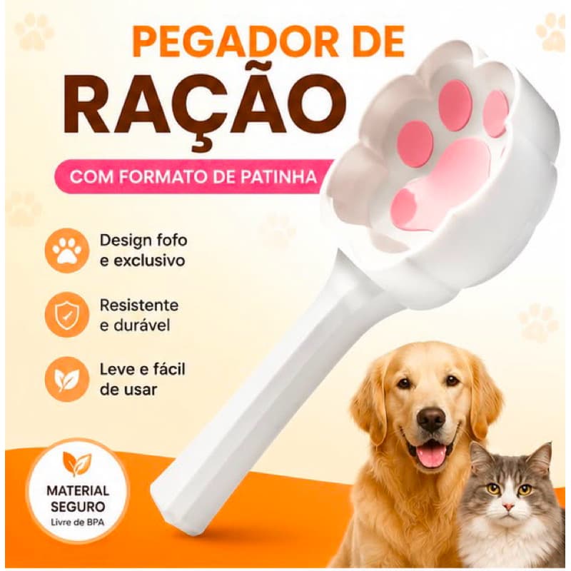 Pegador de Ração Pet Patinha | Pá Dosadora para Cachorro e Gato | Medidor de Ração Personalizável