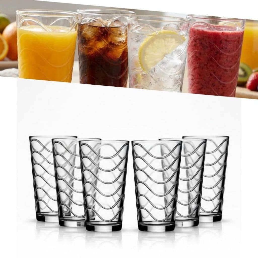 CJ 6 Copos de Vidro 310 ml Premium Resistente e Transparente para Bebidas, Suco, Refrigerante