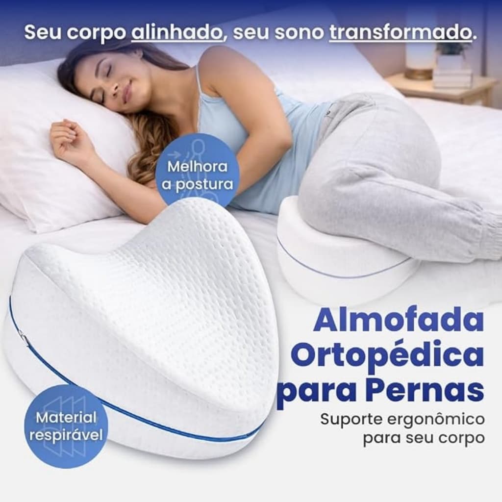 Almofada Ortopédica de Espuma de Memória para Pernas e Joelhos | Alívio para Dor Ciática, Lombar, Quadril e Articulações