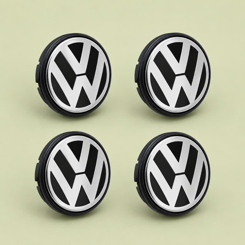 Kit 4 Calotinhas Miolo Centro De Roda VW Volkswagen 55mm Premium ABS Gol G5 G6 Polo Golf