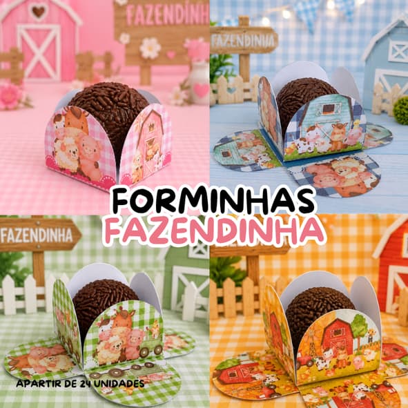 Forminhas Personalizada 24/50/70/100 – Tema Fazendinha Aquarela, kit festa- ENVIO IMEDIATO
