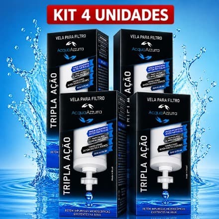 Kit 04 Velas Filtro de Barro Tripla Ação Carvão Ativado Prata Coloidal Serve Para Todos Os Filtros