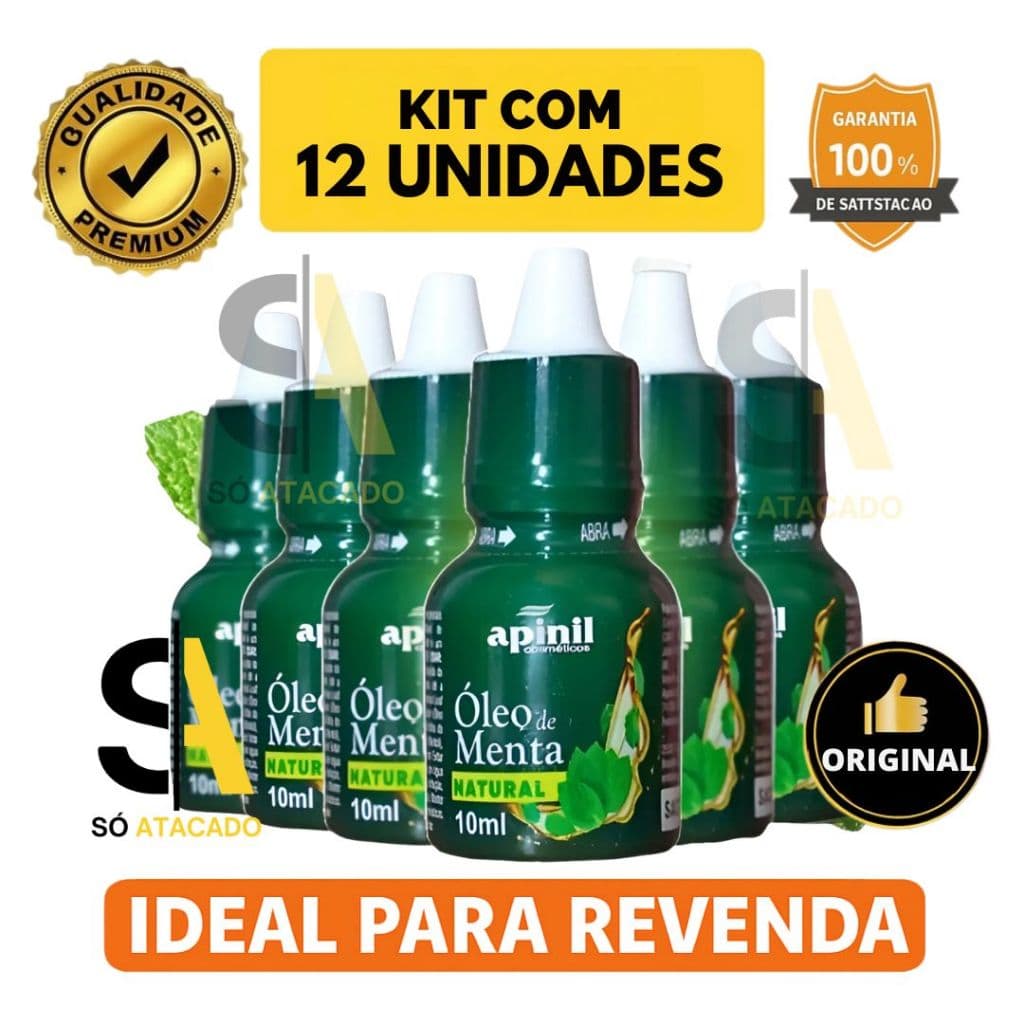 KIT 12 Óleo de Menta 10ml Apinil – Menta Pura Original – Ideal Revenda Atacado - Com Nota Fiscal