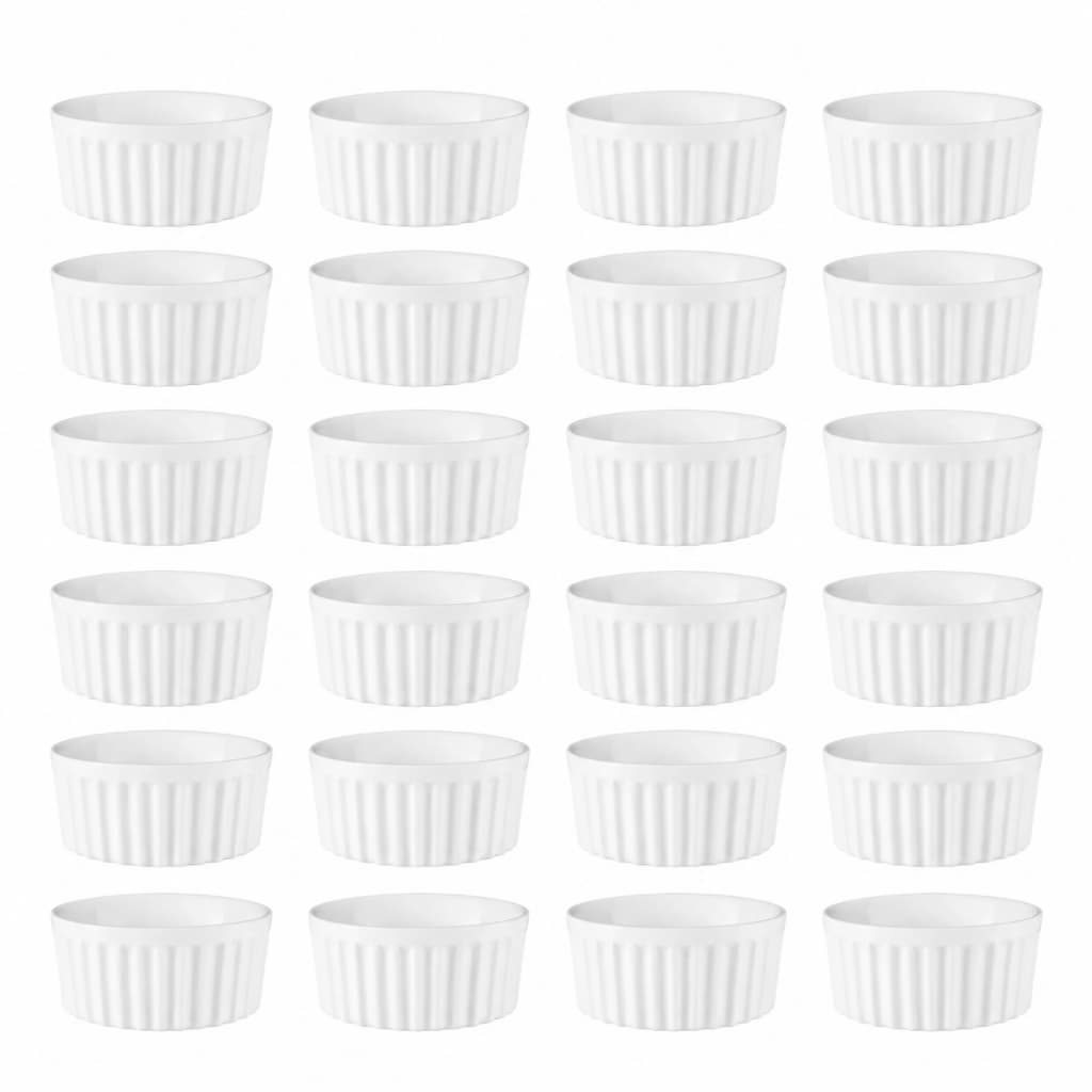 Kit 24 Ramequim Porcelana Canelado 150ml Ramekin Sobremesa Petiscos Molhos