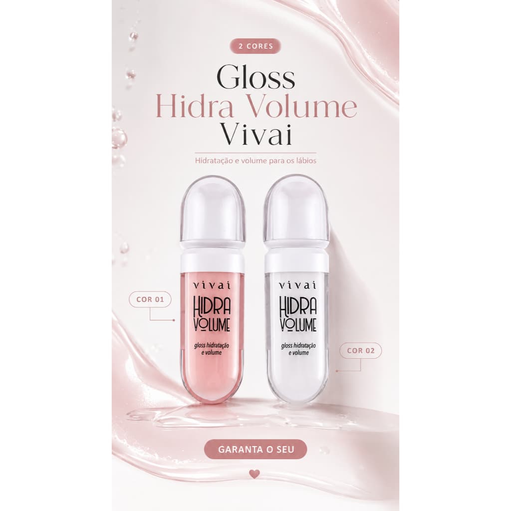 Hidra Gloss Líquido Labial Volume E Hidratante Vivai