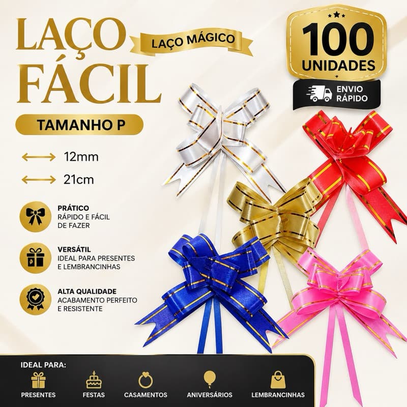 100 Laço fácil tamanho P 12mm x 21cm laço mágico