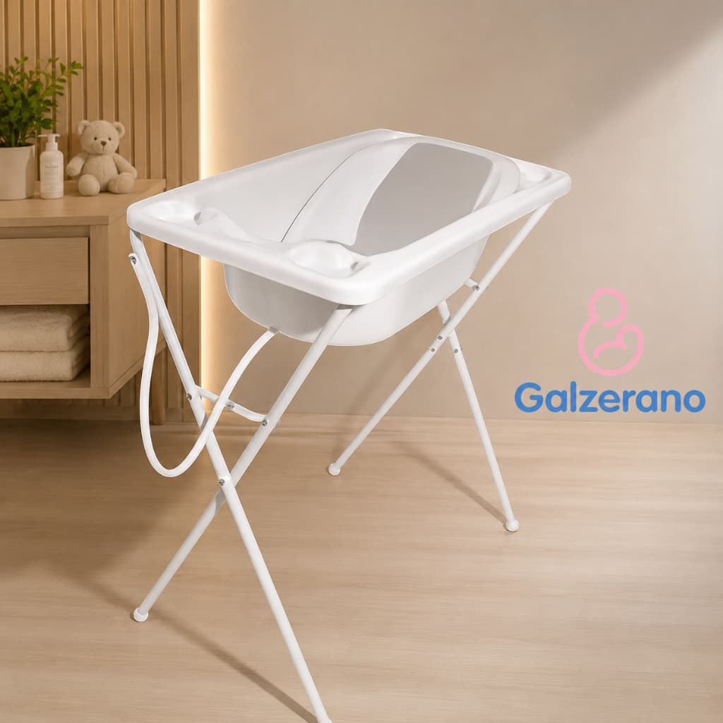 Banheira Para Bebê Com Suporte Galzerano Acqua Trio 2 em 1 com Suporte, Redutor e Mangueira