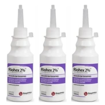 KIT 3 UNIDADES DE CLOREXIDINA DEGERMANTE 2% COM TENSOATIVOS RIOHEX - RIOQUIMICA 100 ML
