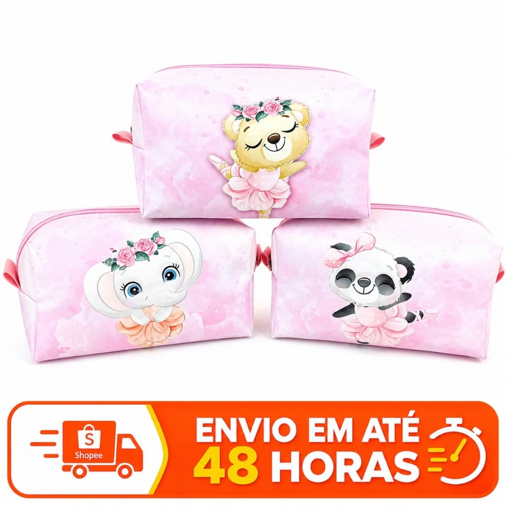 Kit Necessaire Bailarina Rosa Bolsa de viajem Organizadora Envio Imediato