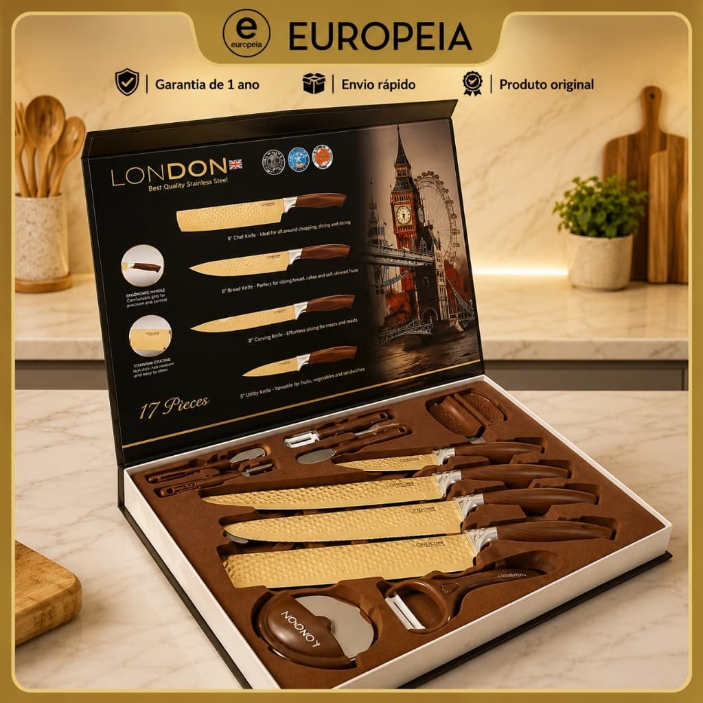 Kit de facas 17 peças londonoriginal Multiuso Jogo Completo duas cores