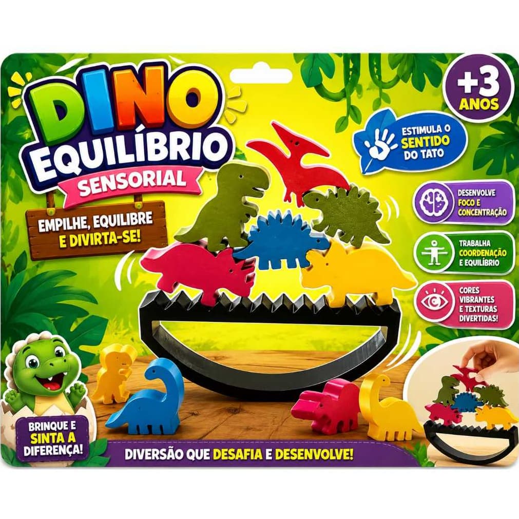 Jogo de Equilíbrio Dinossauros Infantil | Brinquedo Educativo Sensorial +3 Anos