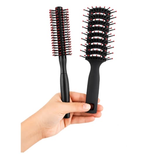 Kit 2 Escova de Cabelo RPM 8 E Tunnel Preta Profissional Barbeiro