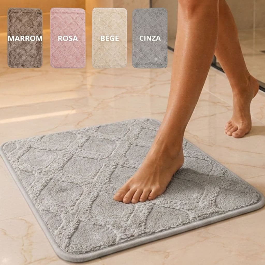 Tapete Banheiro Quarto Luxo Macio Aveludado Antiderrapante e Absorvente 60x40cm