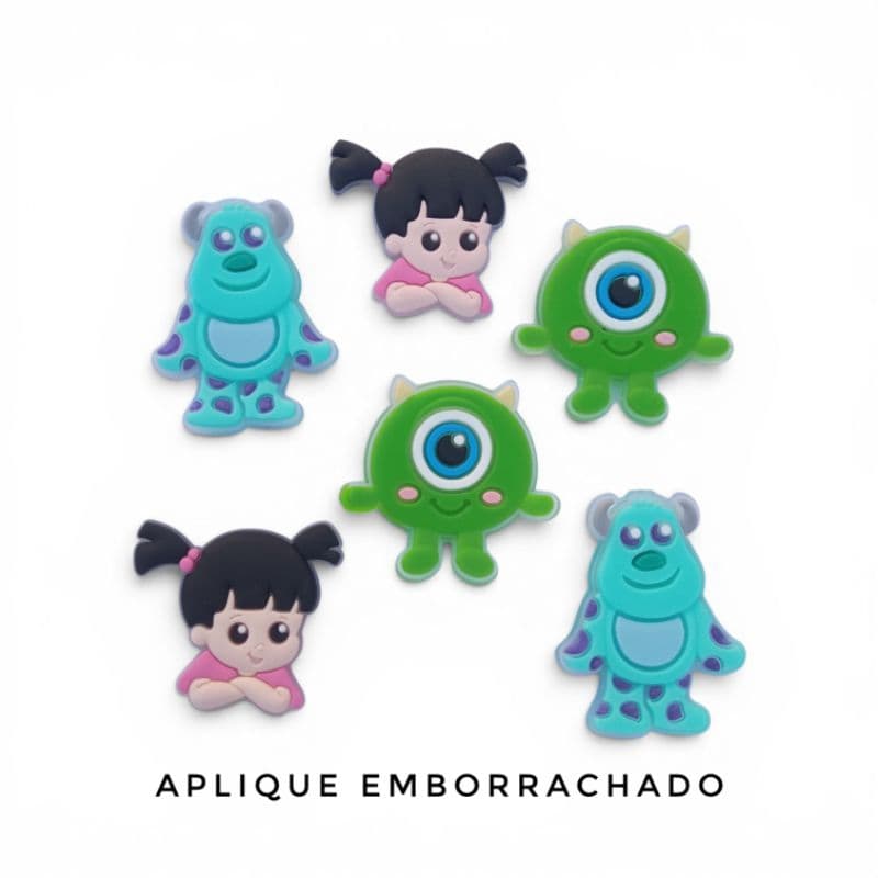 kit 6unidades aplique Emborrachado Infantil monstros S.A Artesanato Laceira Laços