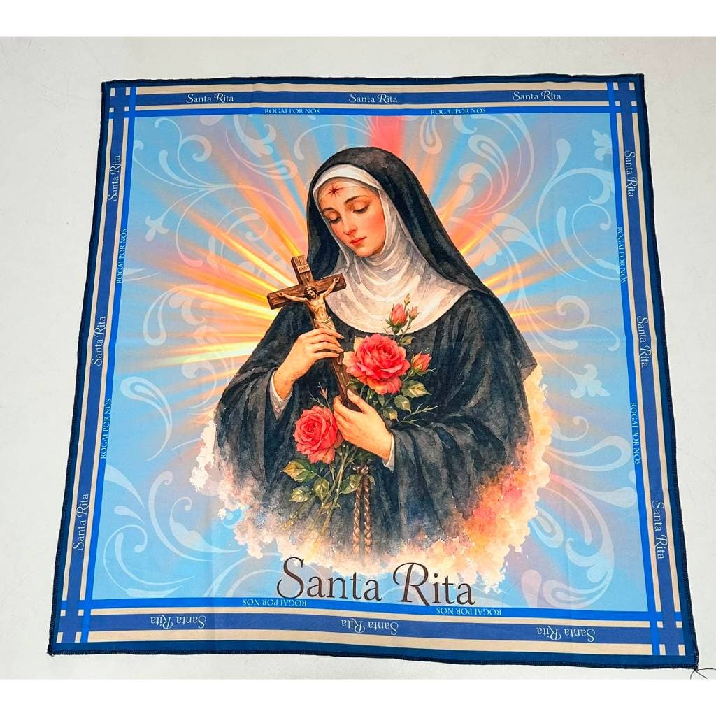 🌹 Lenço/Painel  Santa Rita Estampa Religiosa Decorativa